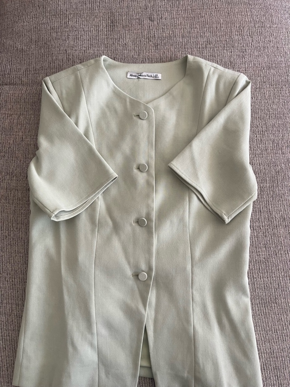 Abercrombie & Fitch Sage Green Button-Front Short Sleeve Top